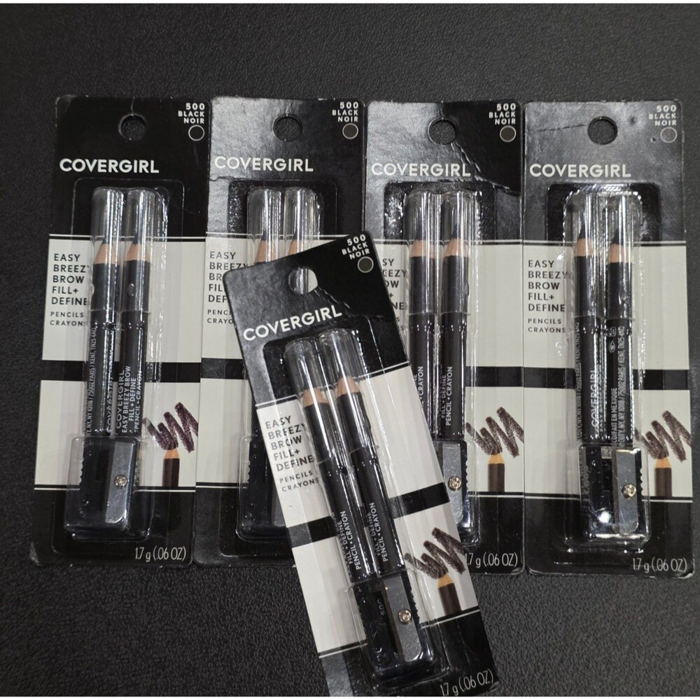 NIP Covergirl Easy Breezy Brow Fill Define Pencil Black 500 Lot of 5